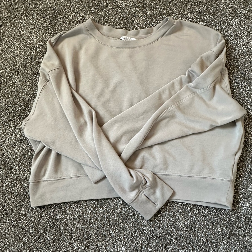 Cropped Tan Crewneck Top
